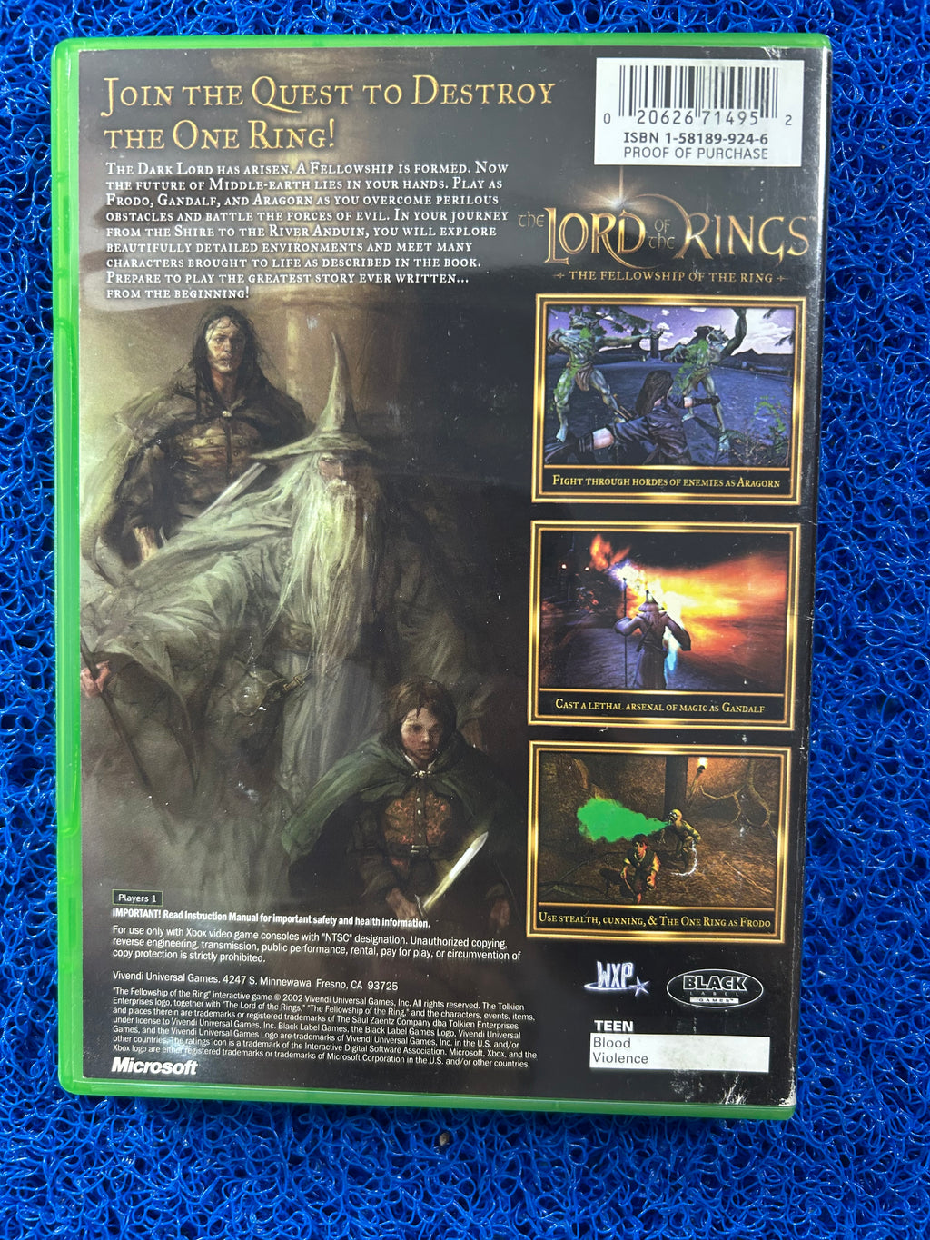 XBOX Lord of the rings the fellowship of the king (A)