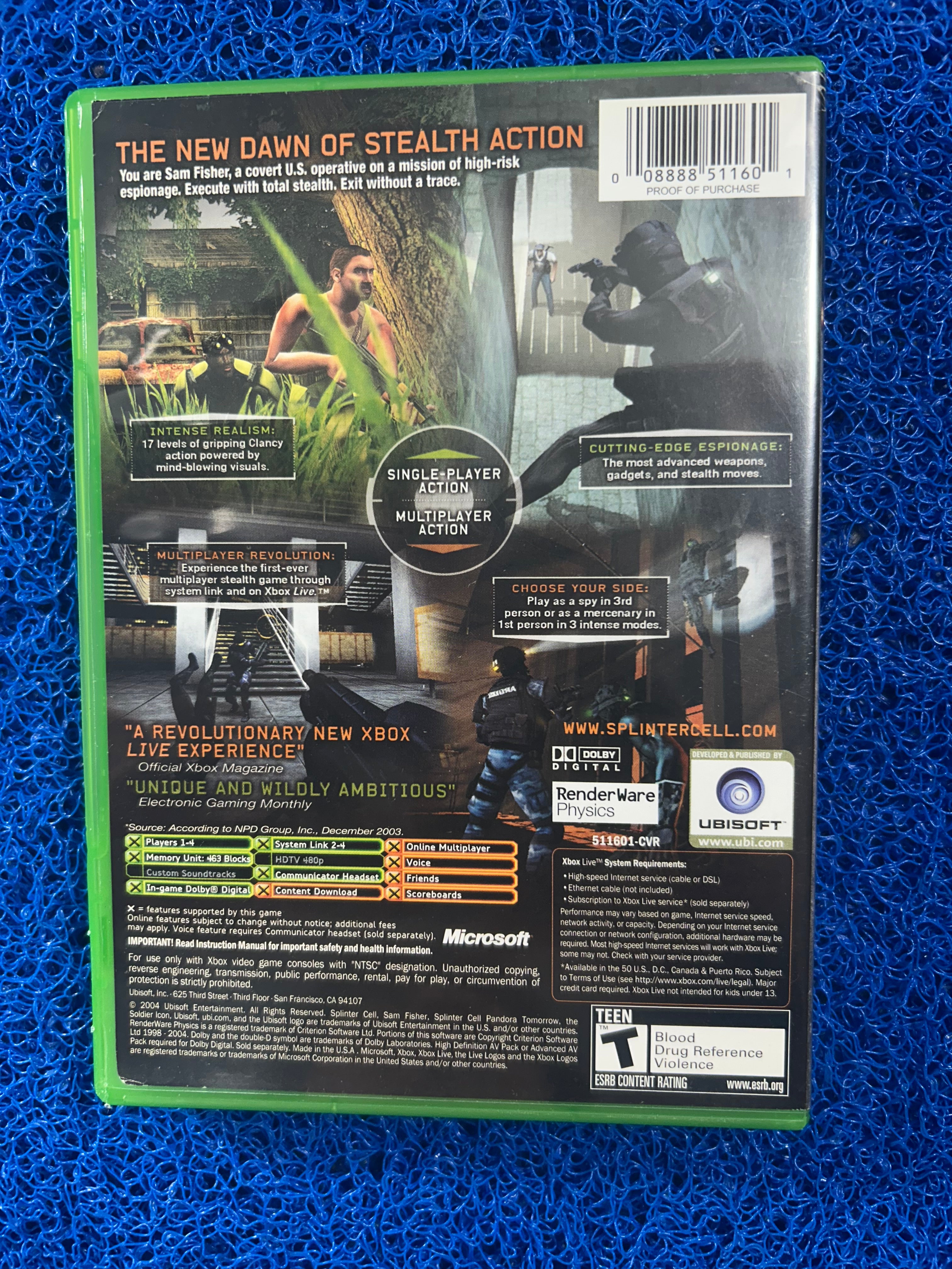 XBOX# Splinter cell Pandora tomorrow (A)