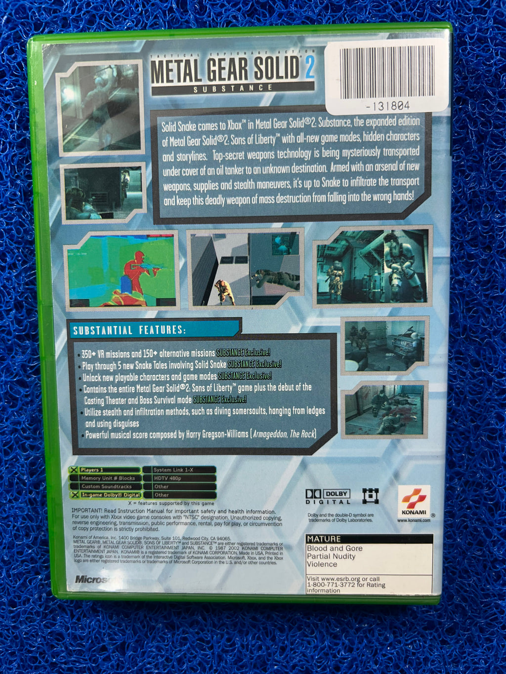 XBOX Metal gear solid 2 (A)