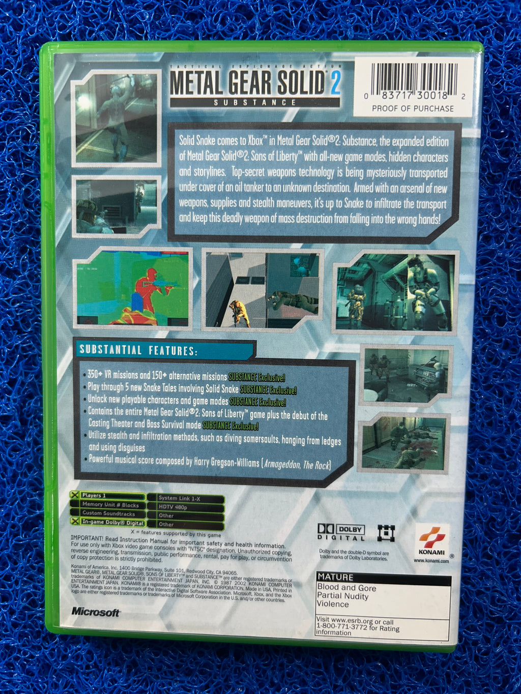 XBOX Metal gear solid 2 (A)