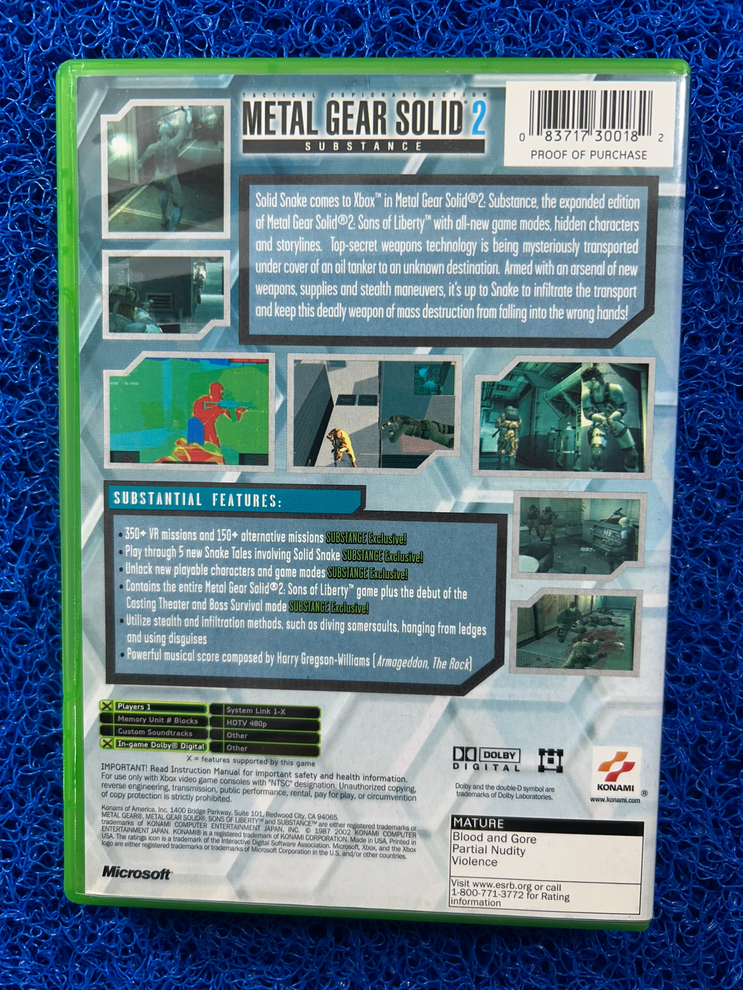 XBOX Metal gear solid 2 (A)