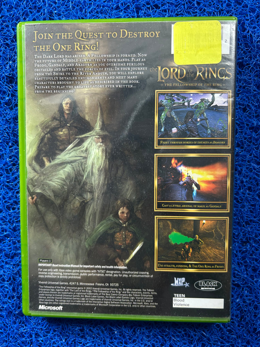 XBOX Lord of the rings the fellowship of the ring (A)